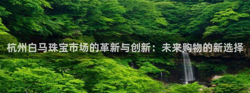 开丰娱乐寸67五壹叁八：杭州白马珠宝市场的革新与创新：未来购物的新选择